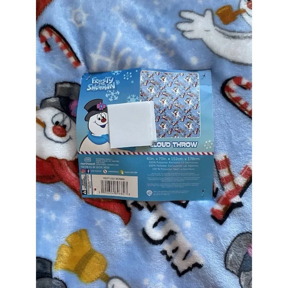 Christmas Frosty‎ The Snowman Jolly Fun Cloud Throw Blanket 60 X 70” Candy Cane